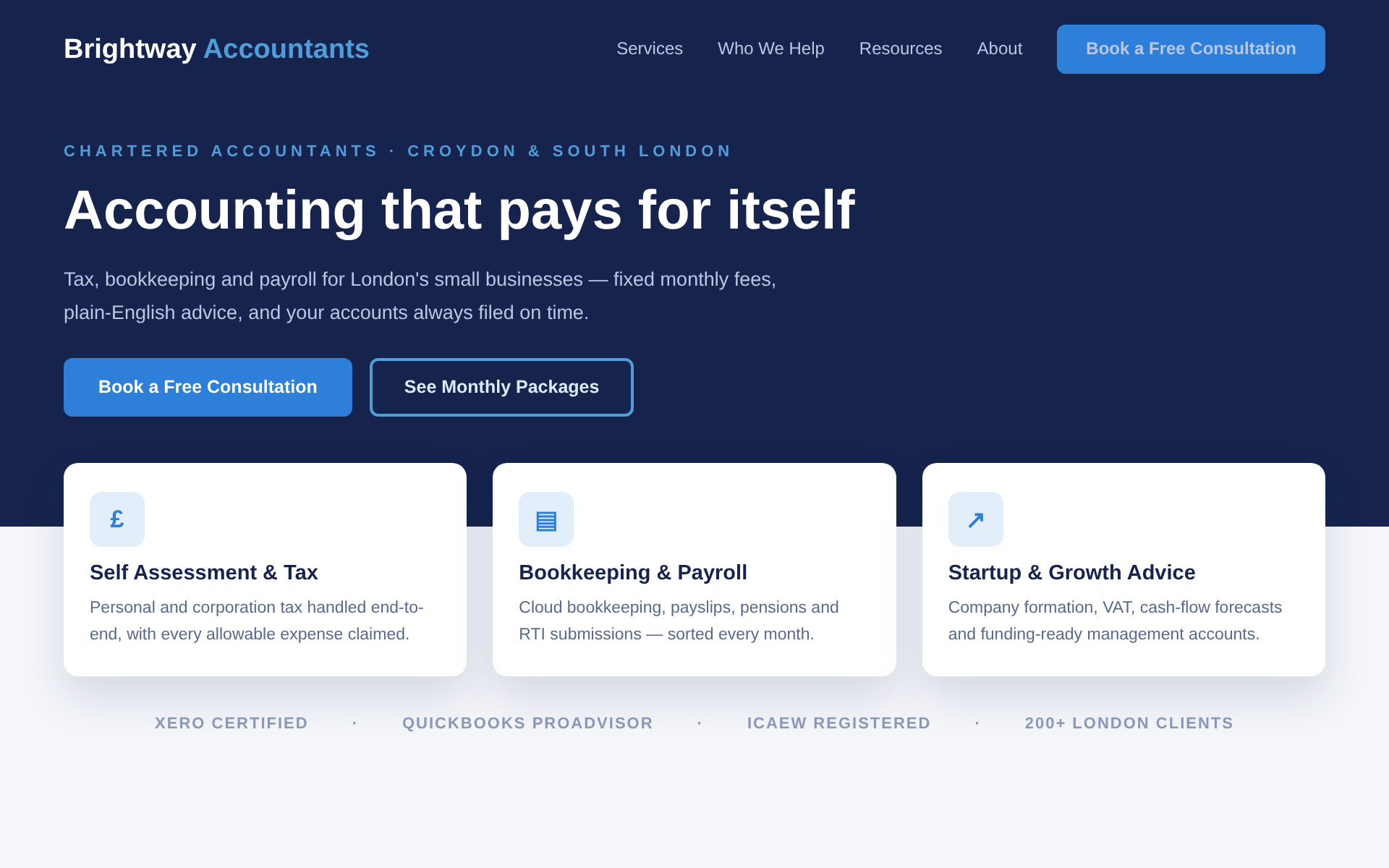 Website design for Brightway Accountants in London