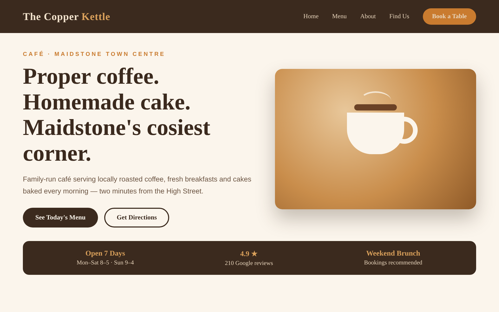 Website design for The Copper Kettle Café in Maidstone